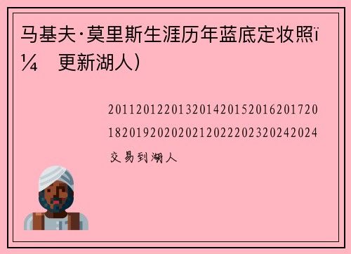 马基夫·莫里斯生涯历年蓝底定妆照（更新湖人）