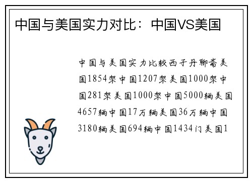 中国与美国实力对比：中国VS美国