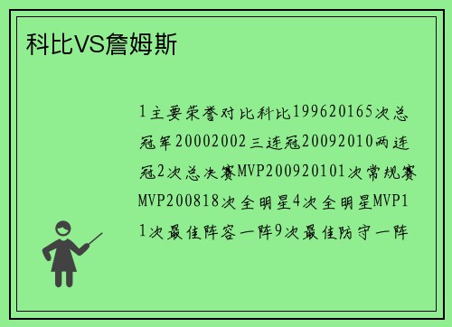 科比VS詹姆斯